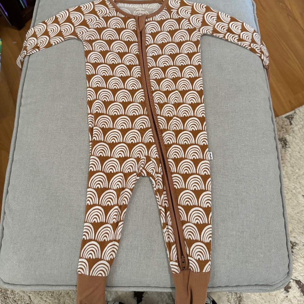 Brown Rainbows Little Sleepies Zippy 3-6mo